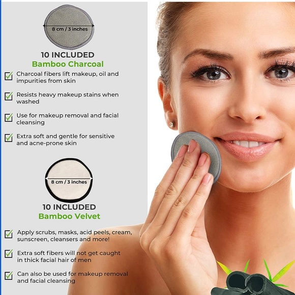 🆕20 reusable Makeup Remover Pads For Face w mesh laundry pouch 10 white &… - Picture 3 of 8